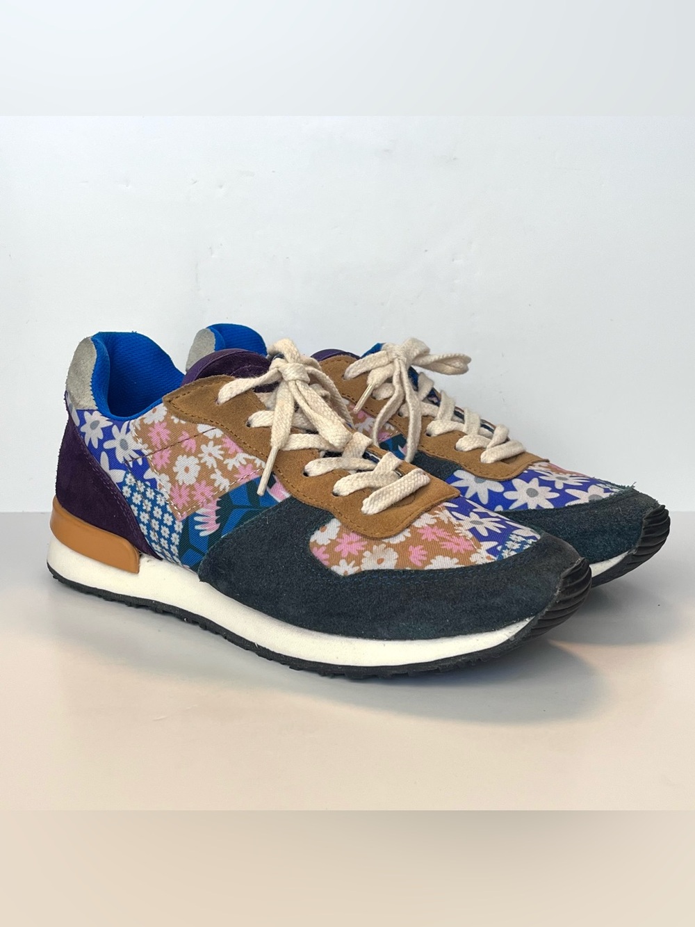 Inkkas Hendrix Jogger Sneakers Multicolor Patchwork Floral Boho Women’s Size 7